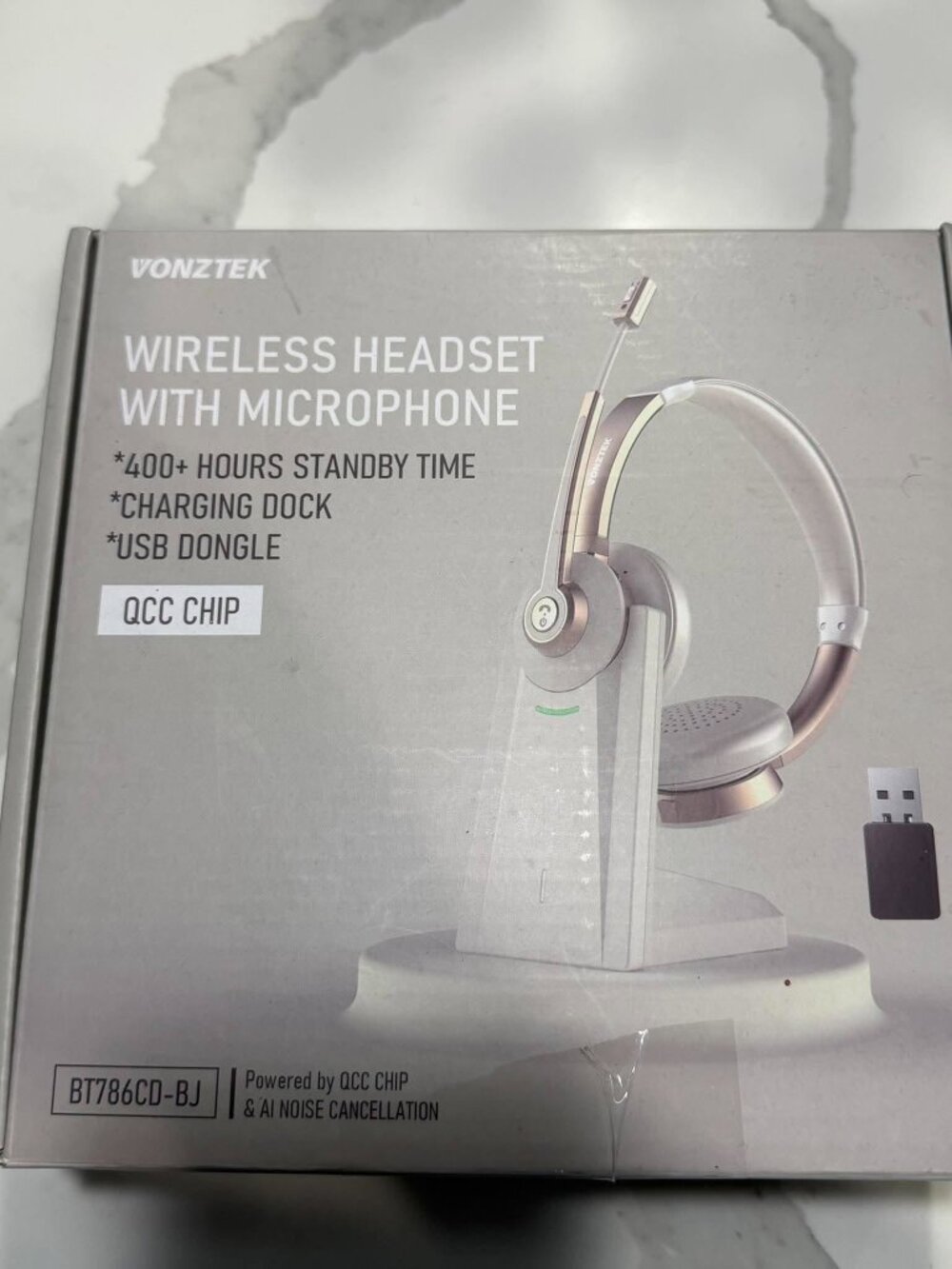 Vonztek Wireless Headset w/ Charging Dock USB Dongle BT786CD-BJ
